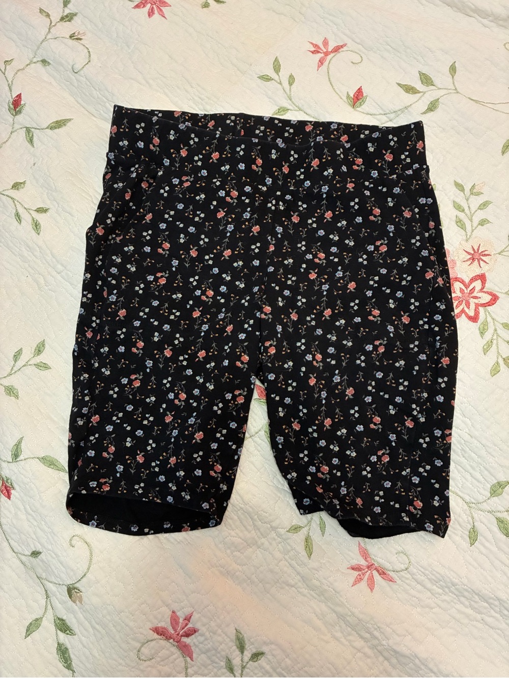 torrid Black Floral Bike Shorts with Pink and Blue Accents